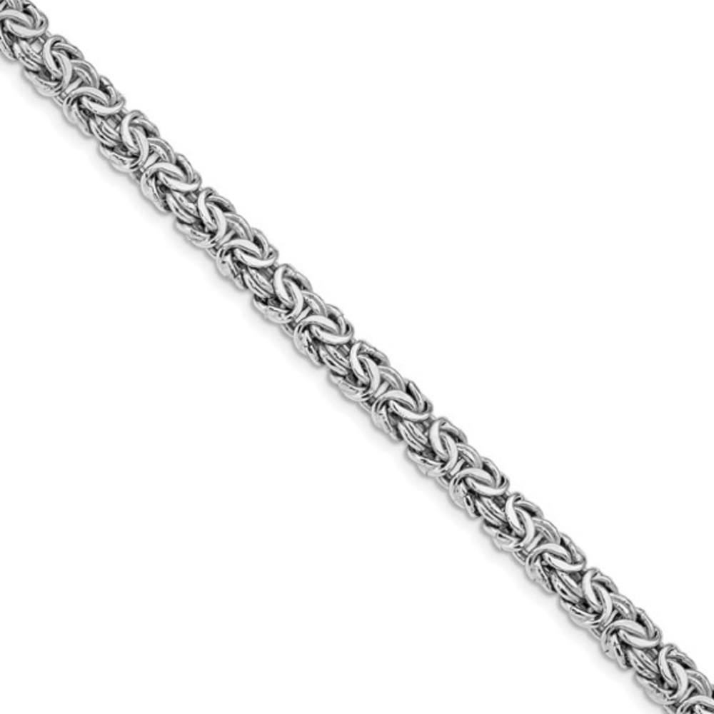 Leslie’s Sterling Silver Rhodium-Plated Fancy Byzantine Bracelet – 7.5”
